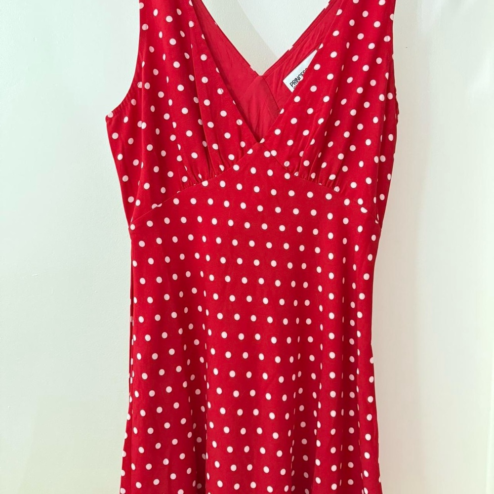 PRINCESS POLLY NELLIE MINI DRESS RED POLKA DOT